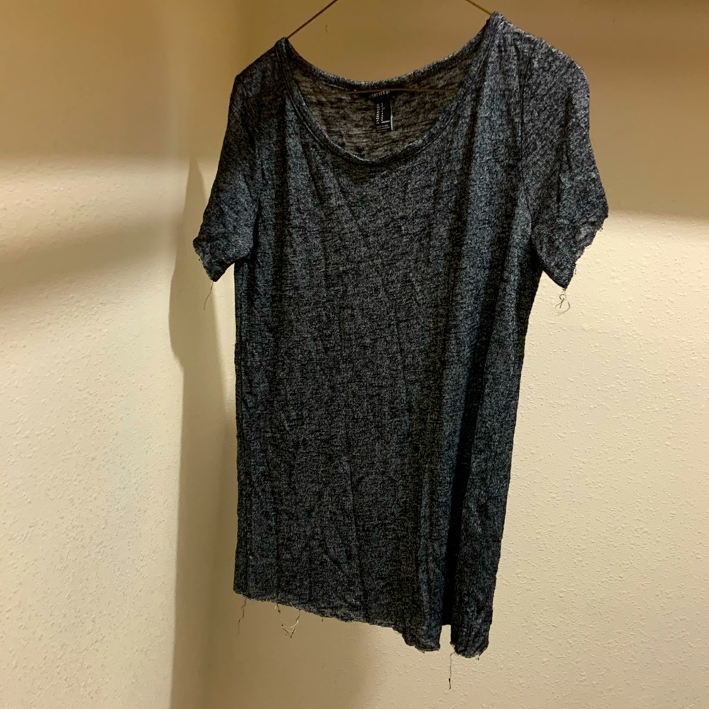 Gray top.